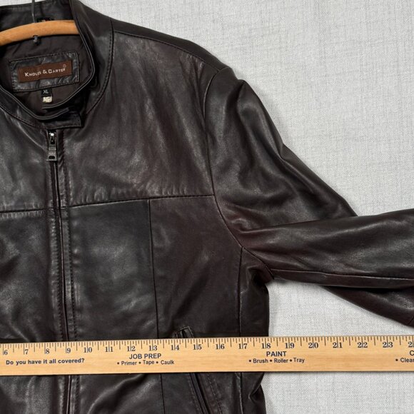 Knoles & Carter Italian Lambskin Leather Jacket Black Moto Zip Front Size XL - Picture 7 of 14